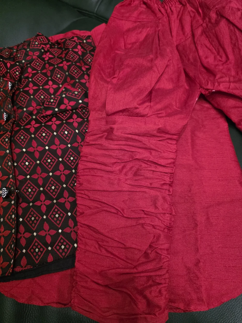 Kids A-Line Matching Set in Red and Black - Coordinated Patterned Outfit